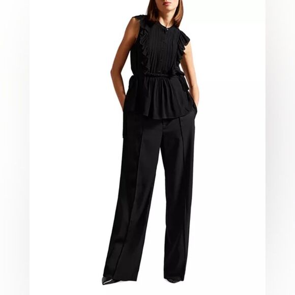 Ted Baker London Black Ruffle Button-Down Blouse - Picture 5 of 6